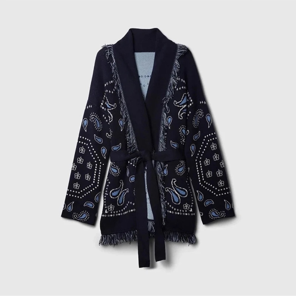GAP Cotton-Blend Fringe Shawl Cardigan